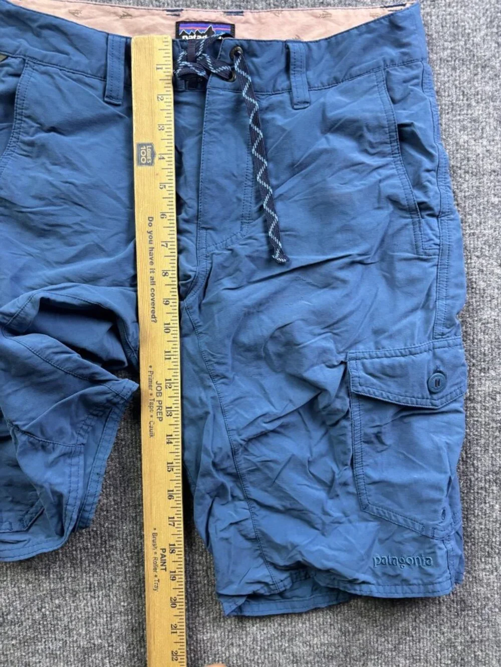 Patagonia Shorts Mens 30 Blue Swim Trunks Mesh‎ Lined Cargo Pockets Drawstring